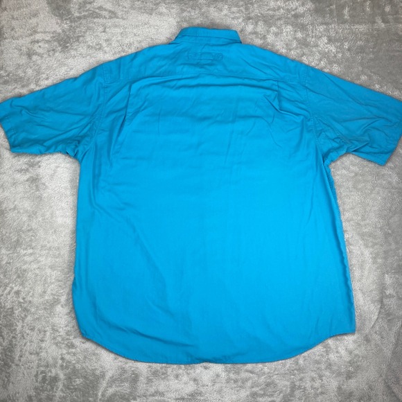 Duluth Trading Co. Mens 2XLT Short Sleeve Button‎ Down Shirt Blue Nylon - Picture 2 of 10